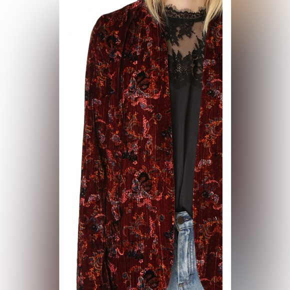 Free People Burgundy Velvet Jacket - Picture 8 of 10